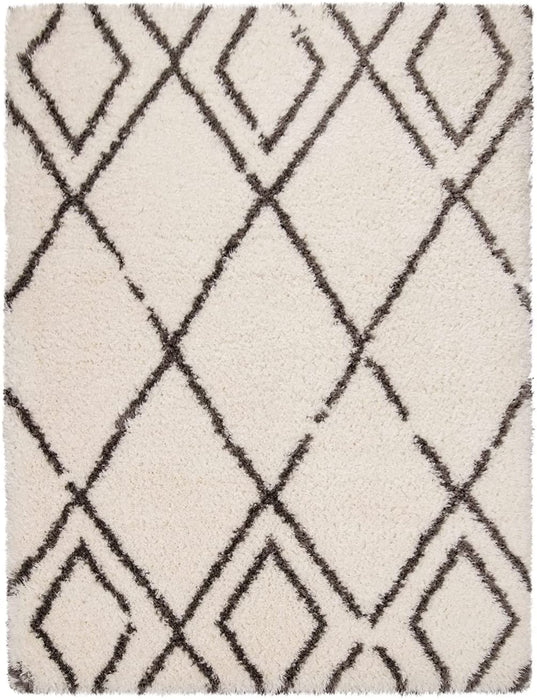 Scandi Shaggy Geometric Rug Cream #45558