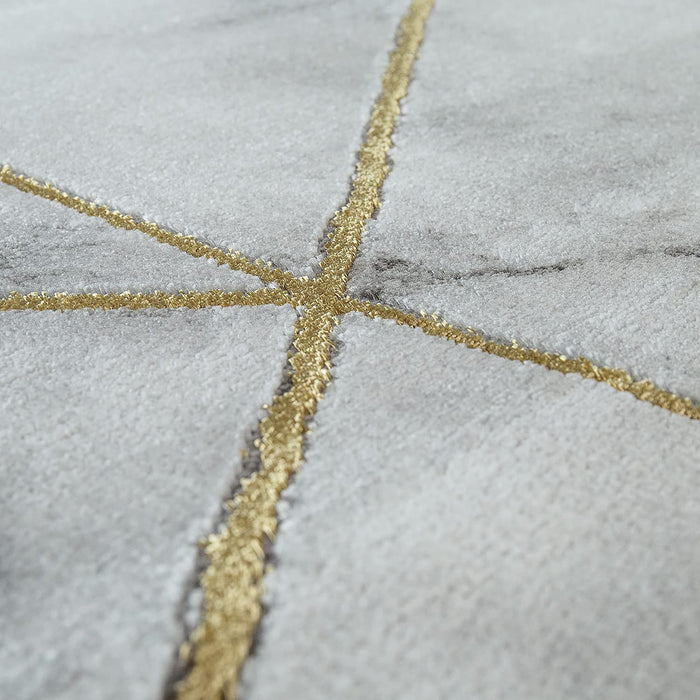 Modern Marble Look Rug in Grey Gold #10063g