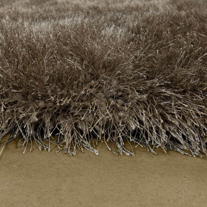 Super Soft Shaggy Plain Rug In Beige / Brown #81554