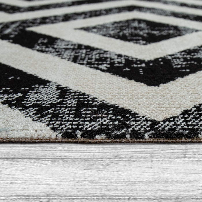 Modern Scandi Design Rug Black #5443v