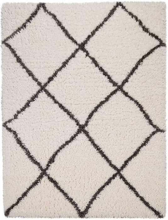 Scandi Shaggy Geometric Rug Cream #45557