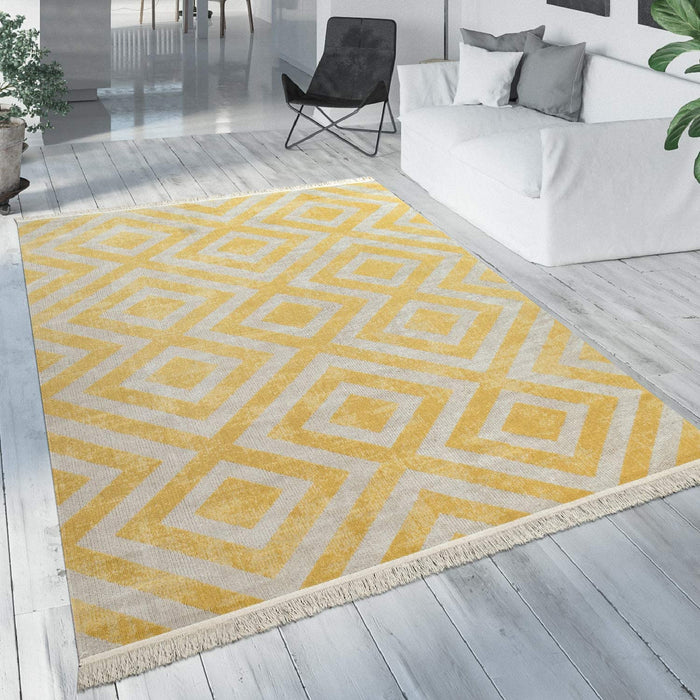 Modern Scandi Design Rug Yellow #5443b