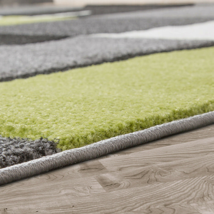 Modern Checked Rug In Green Grey #4562