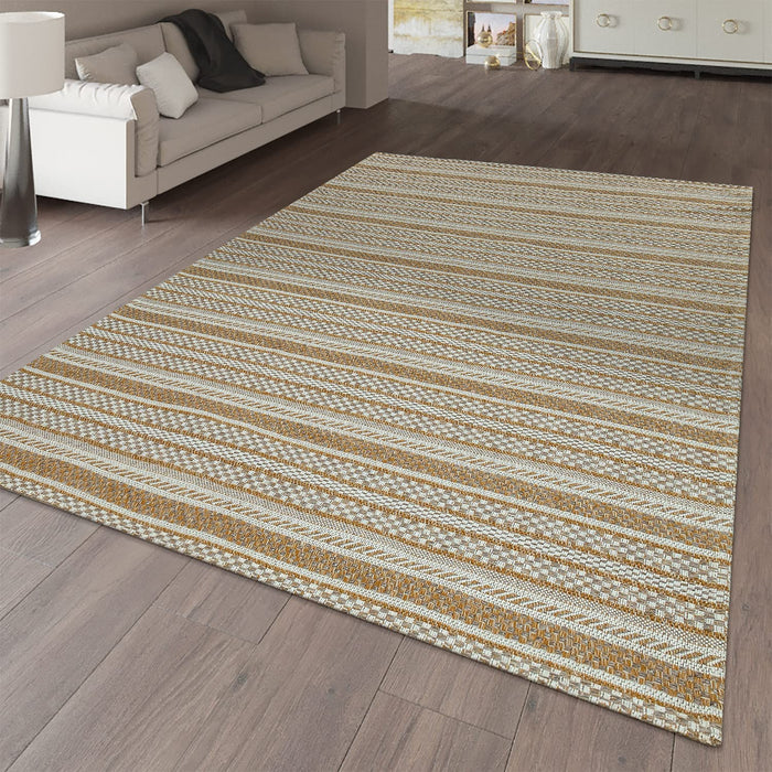 Beige Indoor / Outdoor Striped Rug #44712