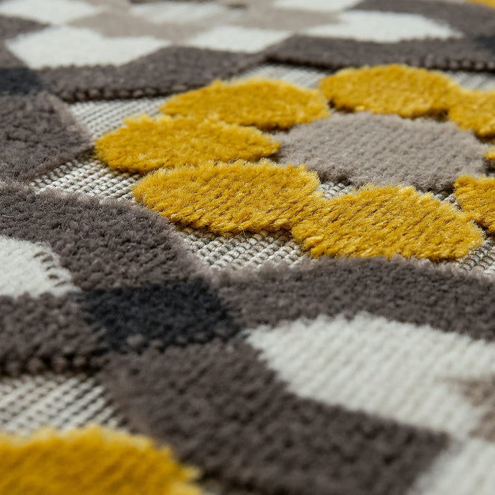 Indoor / Outdoor Rug 3D Floral In Yellow Beige #45794c