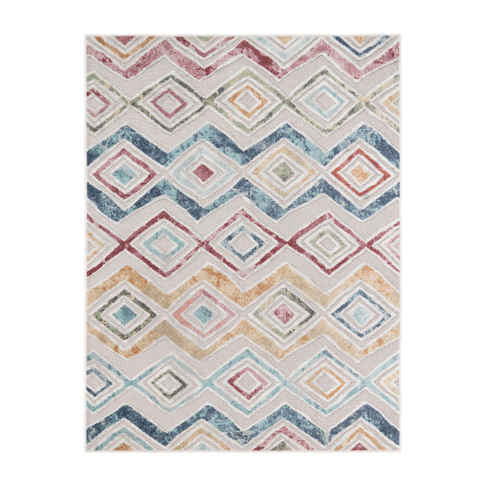 Modern Geometric Moroccan Boho Rug Multicoloured #13127