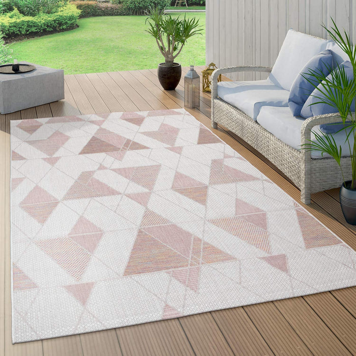 Indoor / Outdoor Flatwave Geometric Rug Pink #61598