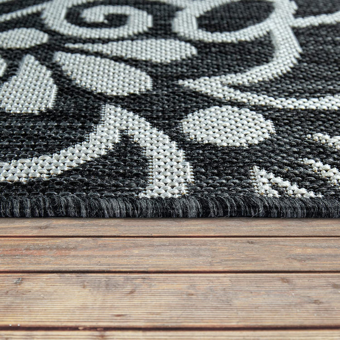 Indoor / Outdoor Flatwave Ethnic Rug Black #66592