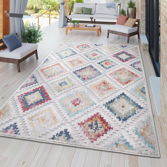 Modern Geometric Moroccan Boho Rug Multicoloured #13126