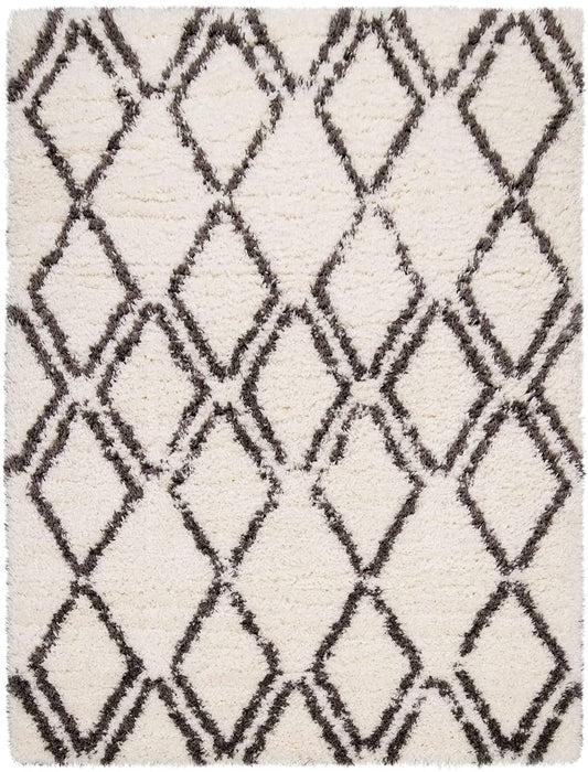 Scandi Shaggy Geometric Rug Cream #45554