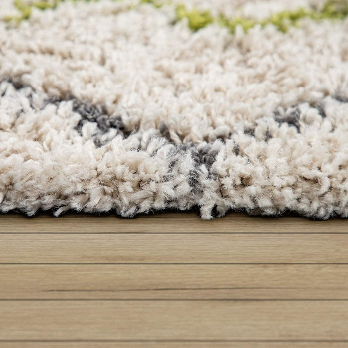 Boho Shaggy Rug In Cream #13425