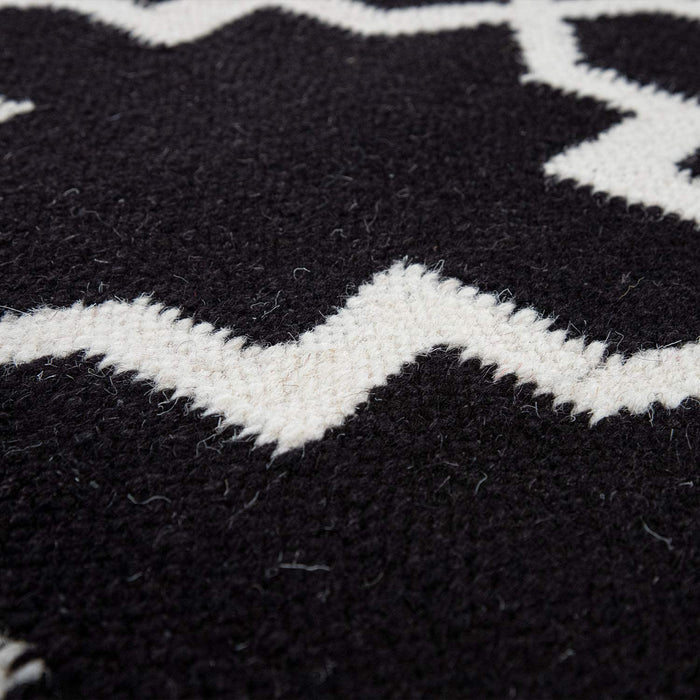 Modern Moroccan Rug Wool & Cotton Black #44459