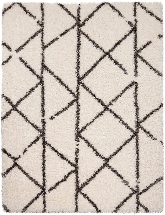 Scandi Shaggy Geometric Rug Cream #45556