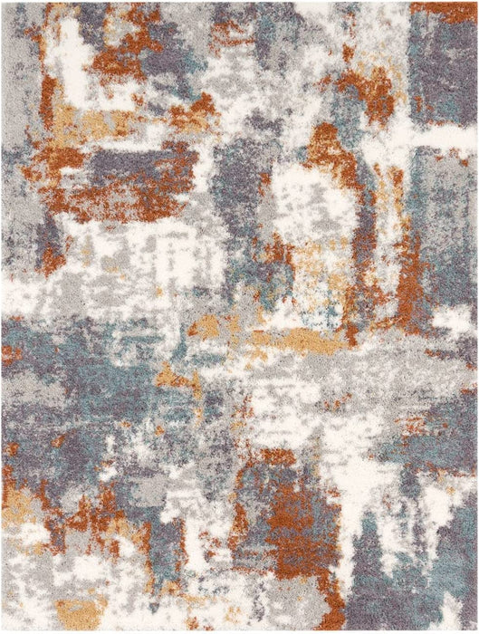 Shaggy Abstract Multicoloured Grey Rug #47026