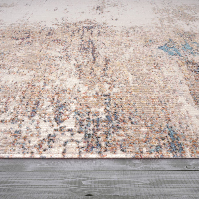 Modern Abstract Distressed Rug Beige Blue #55223