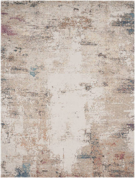 Modern Abstract Distressed Rug Beige Blue #55223