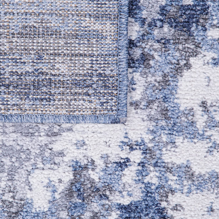 Modern Shabby Chic Abstract Distresed Rug Blue #2445