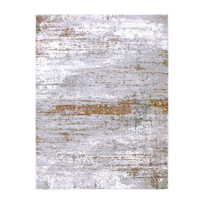 Modern 3D Absract Distressed Rug In Grey / Orange  #40525