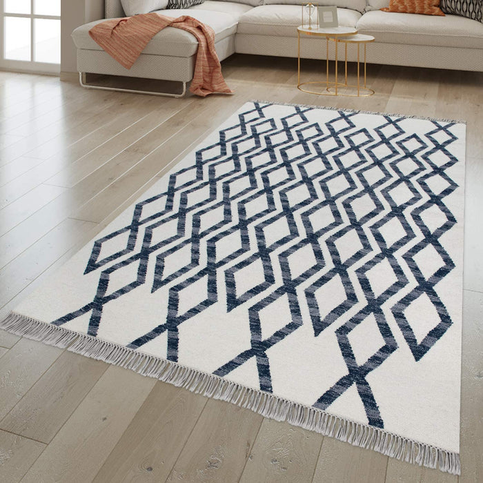 Modern Moroccan Rug Wool & Cotton Blue #44461