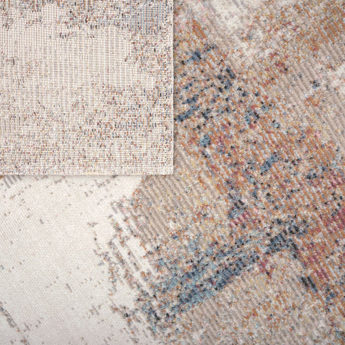 Modern Abstract Distressed Rug Beige Blue #55223