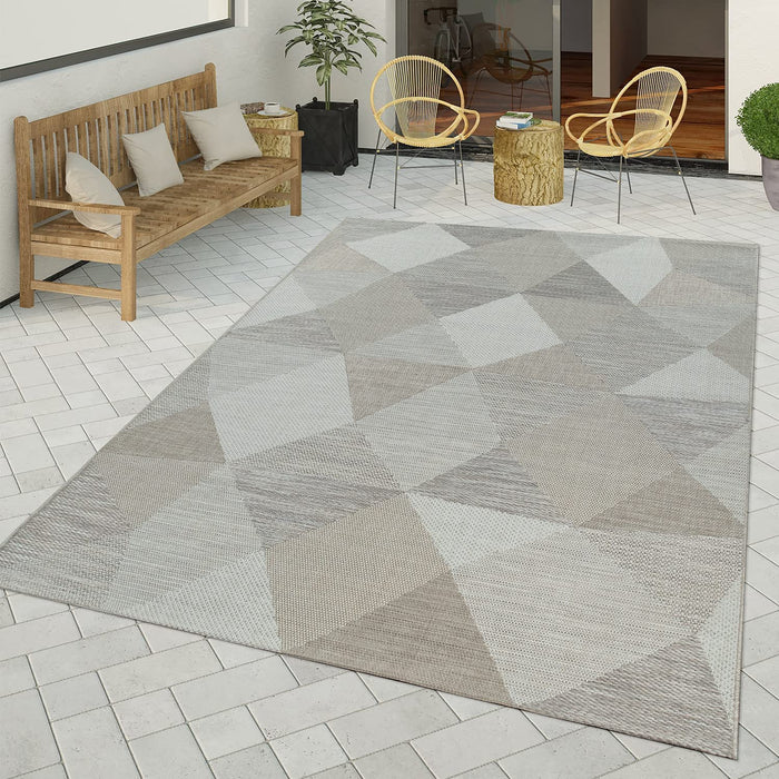 Beige Indoor / Outdoor Rug Rhombus Abstract #9998