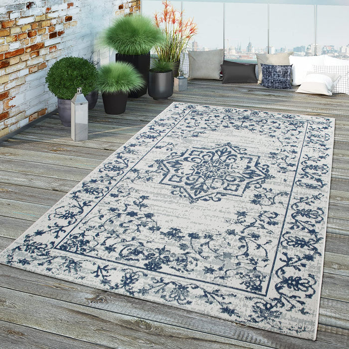 Indoor / Outdoor Oriental Braided Rug Blue #10593