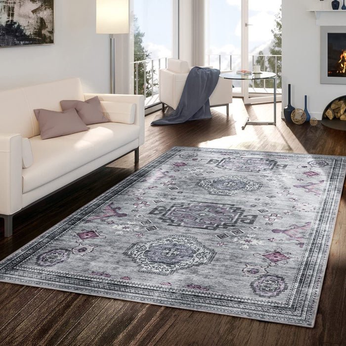 Traditional Ethnic Boho Rugs Flatwave Grey #22145