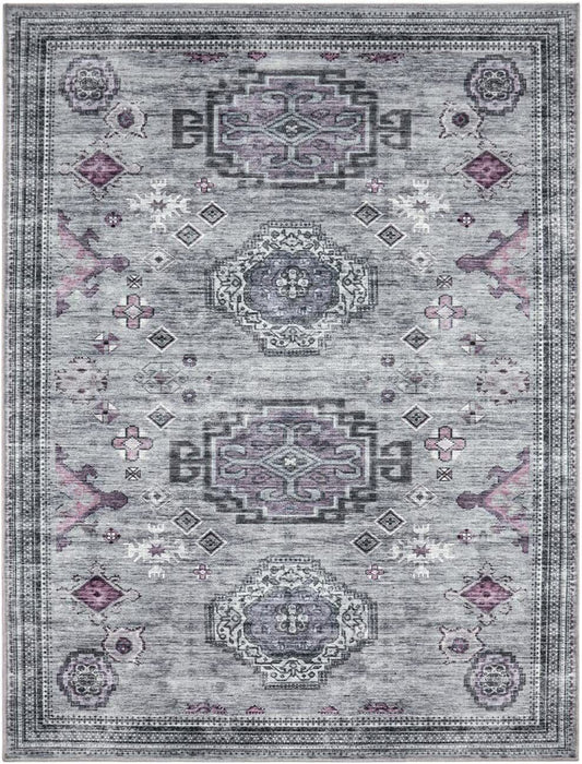 Traditional Ethnic Boho Rugs Flatwave Grey #22145