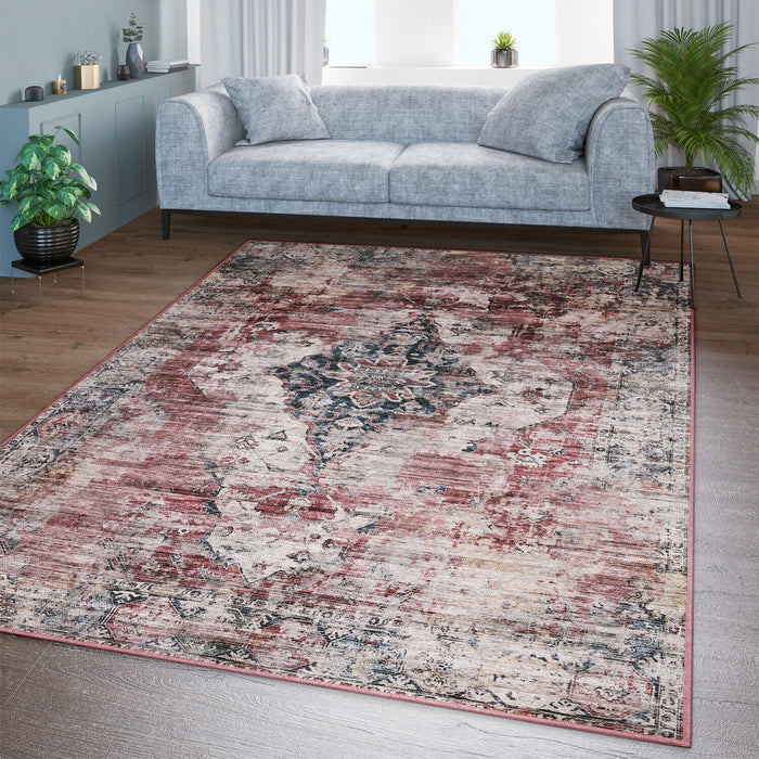 Traditional Medallion Rugs Flatwave Red #22147