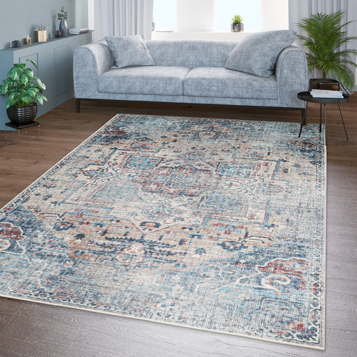 Traditional Medallion Rugs Flatwave Blue #22148