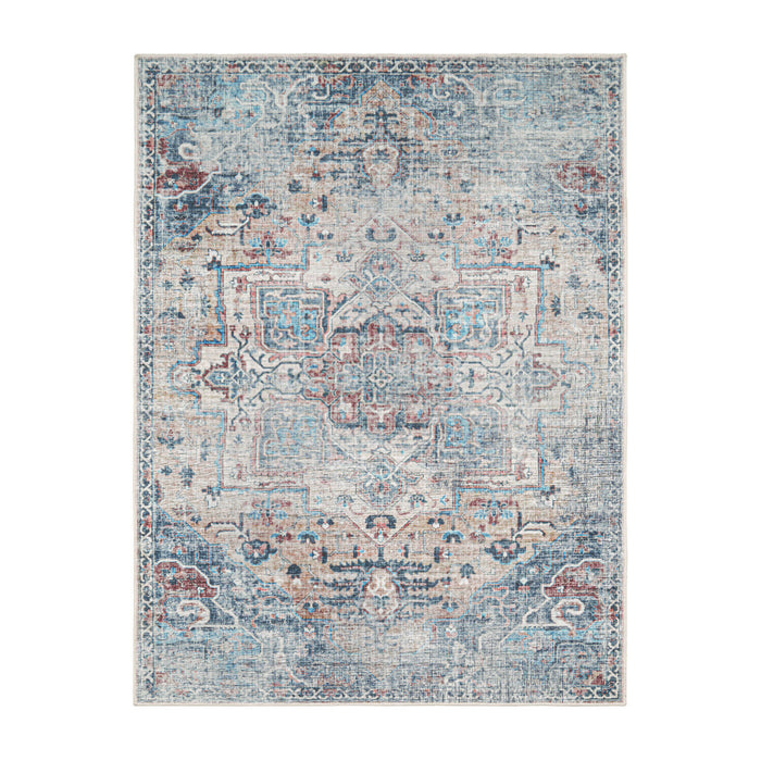 Traditional Medallion Rugs Flatwave Blue #22148