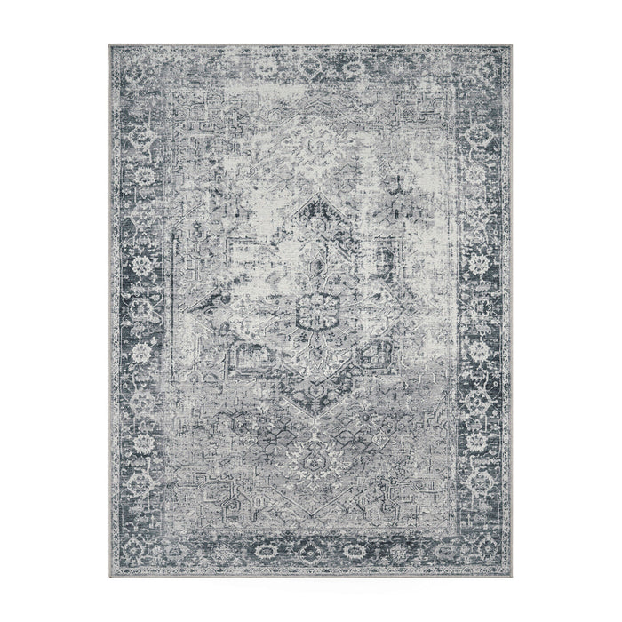 Traditional Distressed Rugs Flatwave Grey Beige  #22151